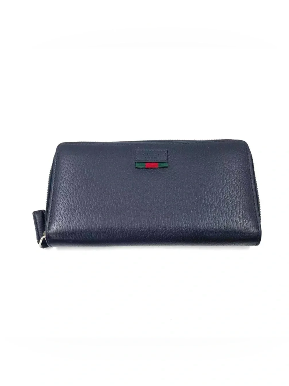 Authentic Gucci Luxurious Black Grain Leather Zip Around Long Wallet